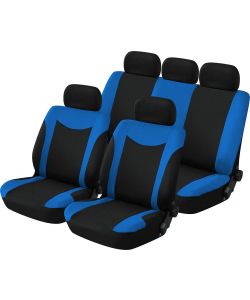 Set Completo Coprisedili e Poggiatesta Uranus Nero e Blu - anche per sedili con braccioli