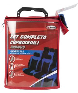 Set Completo Coprisedili e Poggiatesta Uranus Nero e Blu - anche per sedili con braccioli