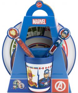 Set Pappa per bambini antiscivolo in plastica 5 pezzi Avengers