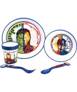 Set Pappa per bambini antiscivolo in plastica 5 pezzi Avengers