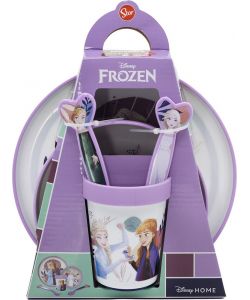 Set Pappa per bambine antiscivolo in plastica 5 pezzi Frozen