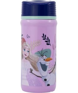 Borraccia 390 ml con chiusura antigoccia in plastica per bambine Frozen