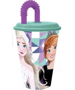 Bicchiere in plastica con cannuccia Frozen 430 ml