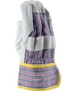 Guanti Worker in pelle o crosta di bovino con dorso in cotone taglia 9