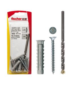 Fischer Tasselli e punta muro W 100 Tasselli SX 8 K con vite (6 Pz.)