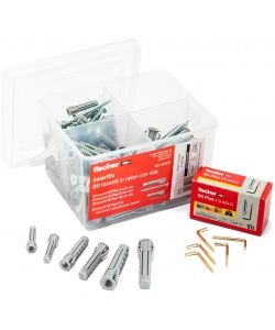 Fischer Tasselli Assortiti con Viti e Ganci 80 Pezzi - Trasparente