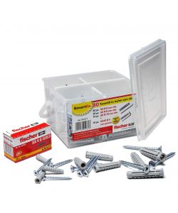 Fischer Tasselli Assortiti con Viti e Ganci 80 Pezzi - Trasparente