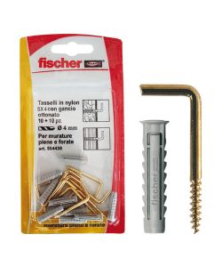 Fischer Tasselli SX 4 G K ccon gancio appendiquadro dorato (10 Pz.)