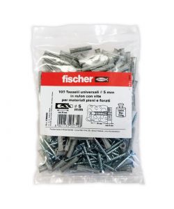 100 tasselli in nylon fischer diametro 5 con vite