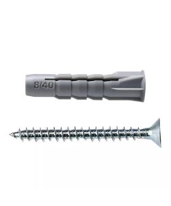 Fischer 50 Tasselli Universali in Nylon D.8mm - con Viti a Croce 50mm