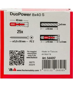 Tasselli DUOPOWER 8 S Y con vite (25 Pz.)
