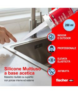 Fischer Silicone Acetico Multiuso Antimuffa - Testa di Moro - 280 ml