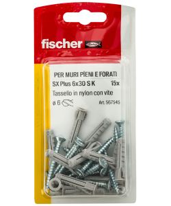 Fischer Tassello Nylon SX Plus 6x30 - Blister da 30 pz - Fissaggio Sicuro