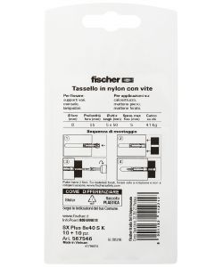 Fischer Tassello SX in Nylon 40 mm x 8 mm - 10 pezzi