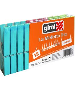 GIMI Molletta Trio Multicolore 12 Pz 2x1.5x9 cm per Casa e Giardino