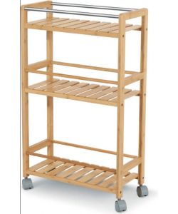 DK LIVING Carrello in Bamb� Small 3 Ripiani Ruote Piroettanti 20x45x75 cm