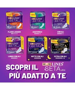 Lines Assorbenti Seta Ultra Notte - 11 Pezzi - Ipoallergenici - Senza profumo