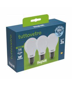 Lampadina a Led Tuttovetro Goccia 8W E27 6K5 Luce fredda 3 pezzi
