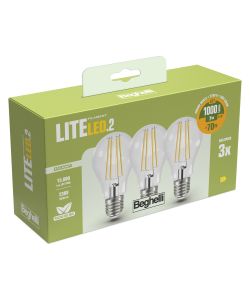 Beghelli 3 Lampadine Lite Led Goccia E27 - 7W 1000lm 2700K
