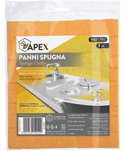 Apex Panni Spugna Sintetici Multiuso 3 Pezzi Arancione 18x19 cm