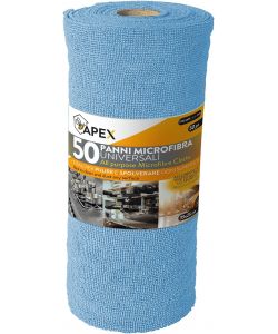 Apex Rotolo 50 Panni Microfibra Azzurro 35x25 cm per Pulizia e Asciugatura