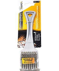 Apex Spazzola BBQ Ottone con Raschietto Grigio 27x8x8 cm Pulizia Griglie