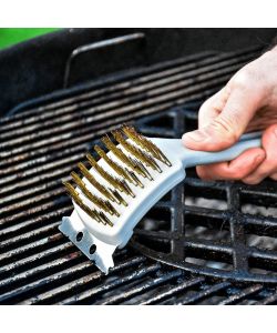 Apex Spazzola BBQ Ottone con Raschietto Grigio 27x8x8 cm Pulizia Griglie