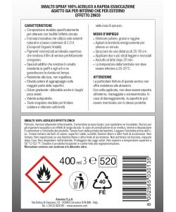 Arexons Smalto Spray Metallizzato Zinco 400 ml - Rapida Essiccazione