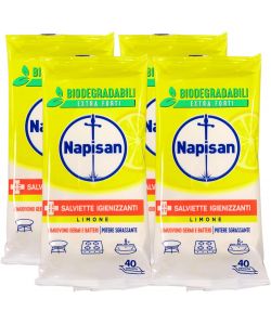 Napisan Salviette Disinfettanti Sgrassanti Limone Biodegradabili 40pz