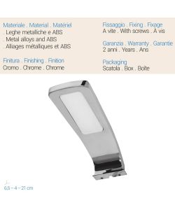 Metaform Applique Hi LED 7W Cromo Lucido 65x21 cm Finitura Elegante