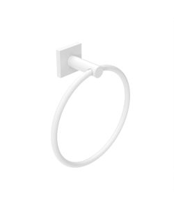 Porta Asciugamani Anello Bianco Opaco Acciaio Fissaggio Doppio