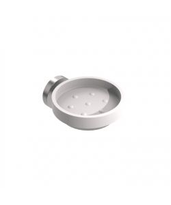 Metaform Porta Sapone Class Inox Satinato con Contenitore Bianco 10x11,8 cm
