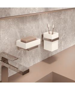 Metaform Porta Spazzolini Trend Acciaio Cromo Bianco 10,9x11x8 cm