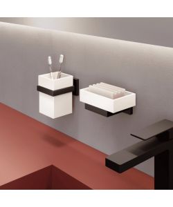 Trend Porta Sapone Nero Matt in Zama - Fissaggio Senza Forare 10,9x12 cm