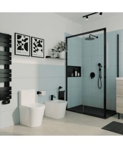 Metaform Porta Rotolo Aperto Trend Nero Matt - Design Moderno 7,3x5x14,7 cm