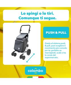 Colombo Carrello Spesa Pieghevole Alluminio Grigio 60L - 46x55x102 cm