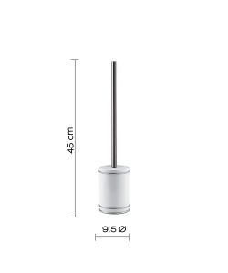 Porta Scopino Olimpia in Resina Bianco e Cromo d.9,5xh45 cm