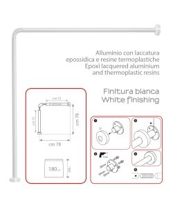 Gedy Asta Doccia Angolare 81x81 cm Bianco in Alluminio Bianco