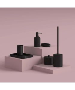 Gedy Portaspazzolini bagno Brenda nero matt - Resina - 10x7x7 cm