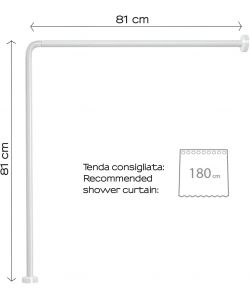 Gedy Telaio Tenda Doccia Angolare Bianco 80x80 cm Acciaio Rifilabile