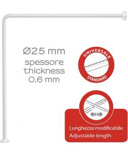 Gedy Telaio Tenda Doccia Angolare Bianco 80x80 cm Acciaio Rifilabile