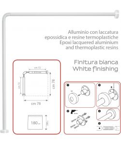 Gedy Telaio Tenda Doccia Angolare Bianco 80x80 cm Acciaio Rifilabile