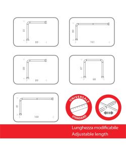 Telaio Doccia Universale Bianco 90x90-80x170-90x85 cm in Alluminio