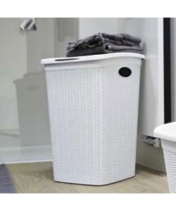 Stefanplast Portabiancheria Elegance Bianca - Design Intrecciato 50L - 37x38x54,5h cm