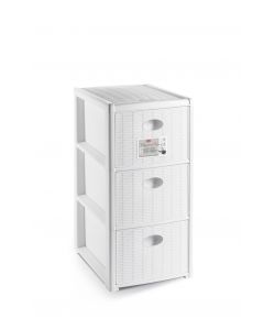 Stefanplast Cassettiera Elegance Bianca 3 Cassetti 30x40 H 60 cm - Polipropilene Super Resistente - Montata con Ruote