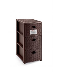 Stefanplast Cassettiera Elegance 3 Cassetti Moka 30x40 H60 cm - Polipropilene Super Resistente - Portaoggetti con Ruote