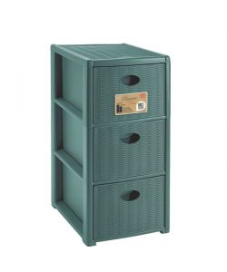 Stefanplast Cassettiera 3 posti Elegance Green 30x40 H 60 cm - Polipropilene riciclato - Super resistente - Fornita montata