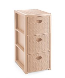 Stefanplast Cassettiera 3 posti Elegance Cashmere 30x40 H 60 cm - Polipropilene - Super resistente - Fornita montata - 4 ruote