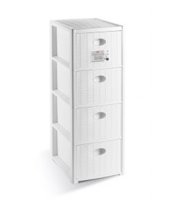 Stefanplast Cassettiera 4 Posti Elegance Bianca 30x40 H80 cm - Polipropilene - Super Resistente - Fornita Montata