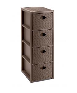 Stefanplast Cassettiera 4 posti Elegance Tortora 30x40 H 80 cm - Polipropilene - 4 cassetti - Super resistenti - Fornita montata